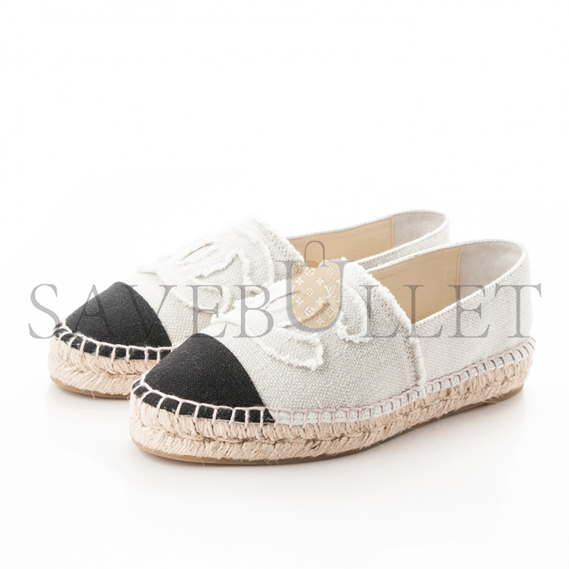 CHANEL LINEN CC ESPADRILLES BEIGE BLACK G29762
